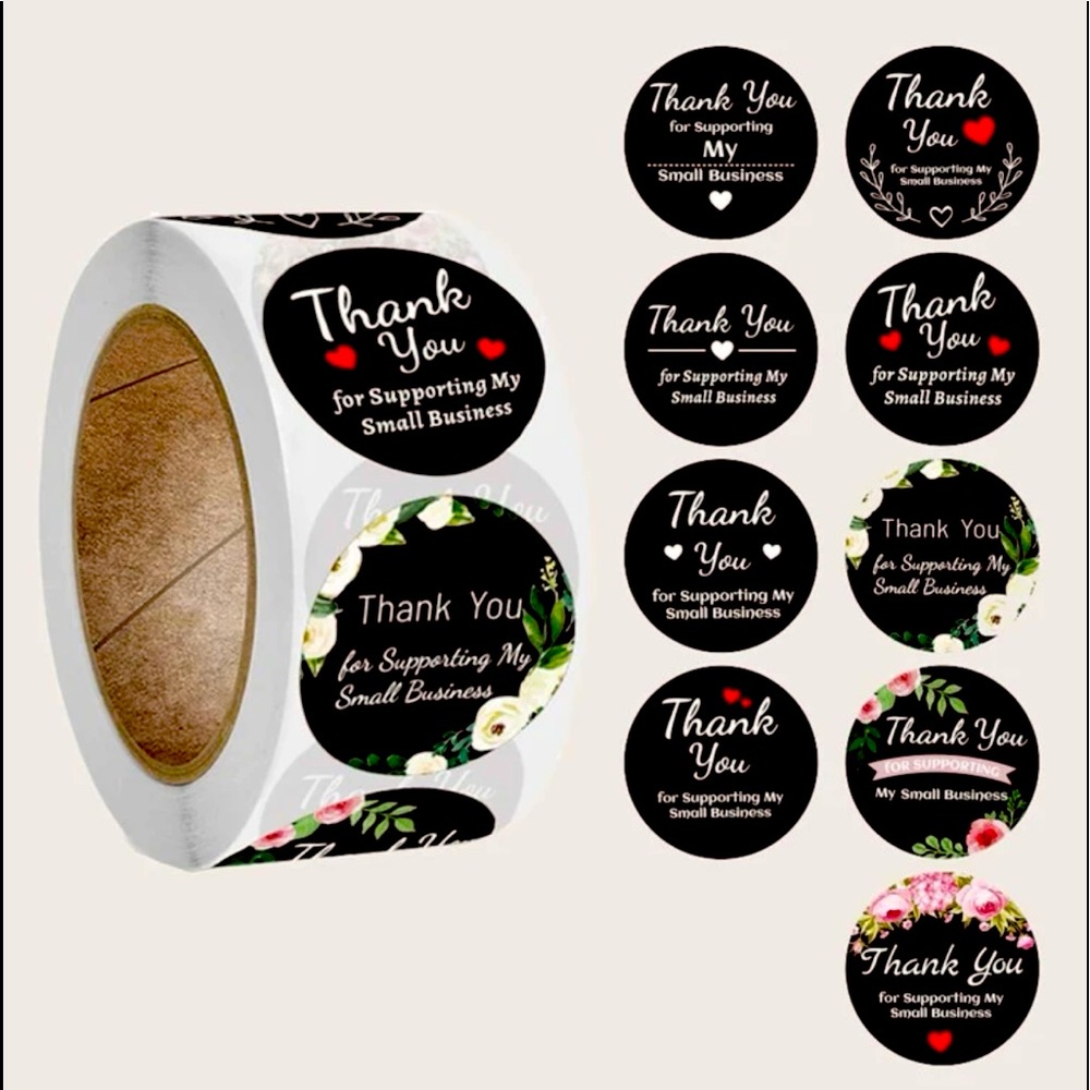 500 Count Black Graphic Variety Thank You Stickers.